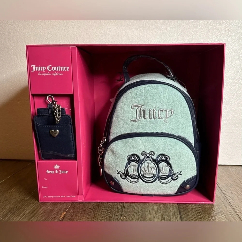 Juicy Couture Mint Backpack and Card Case Set